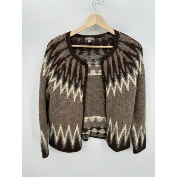 J. Jill Women Cardigan Sweater Wool Blend Alpine Nordic Knit Button Front SM PET - Picture 1 of 9